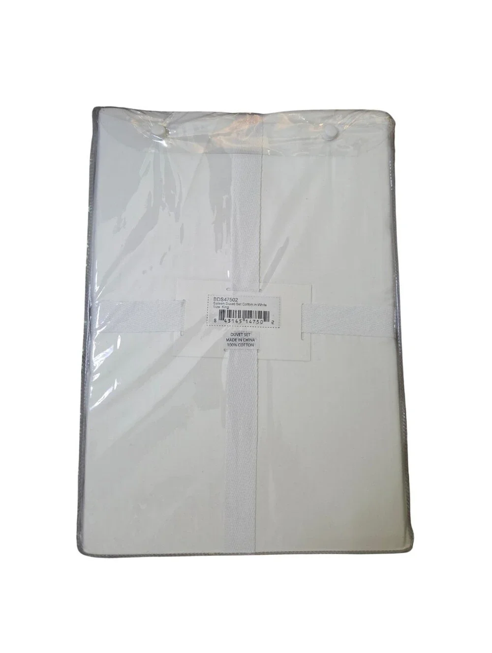 Spring+Mercer 100% Cotton Sateen Duvet Cover Set King White Bedding Cottage Chic
